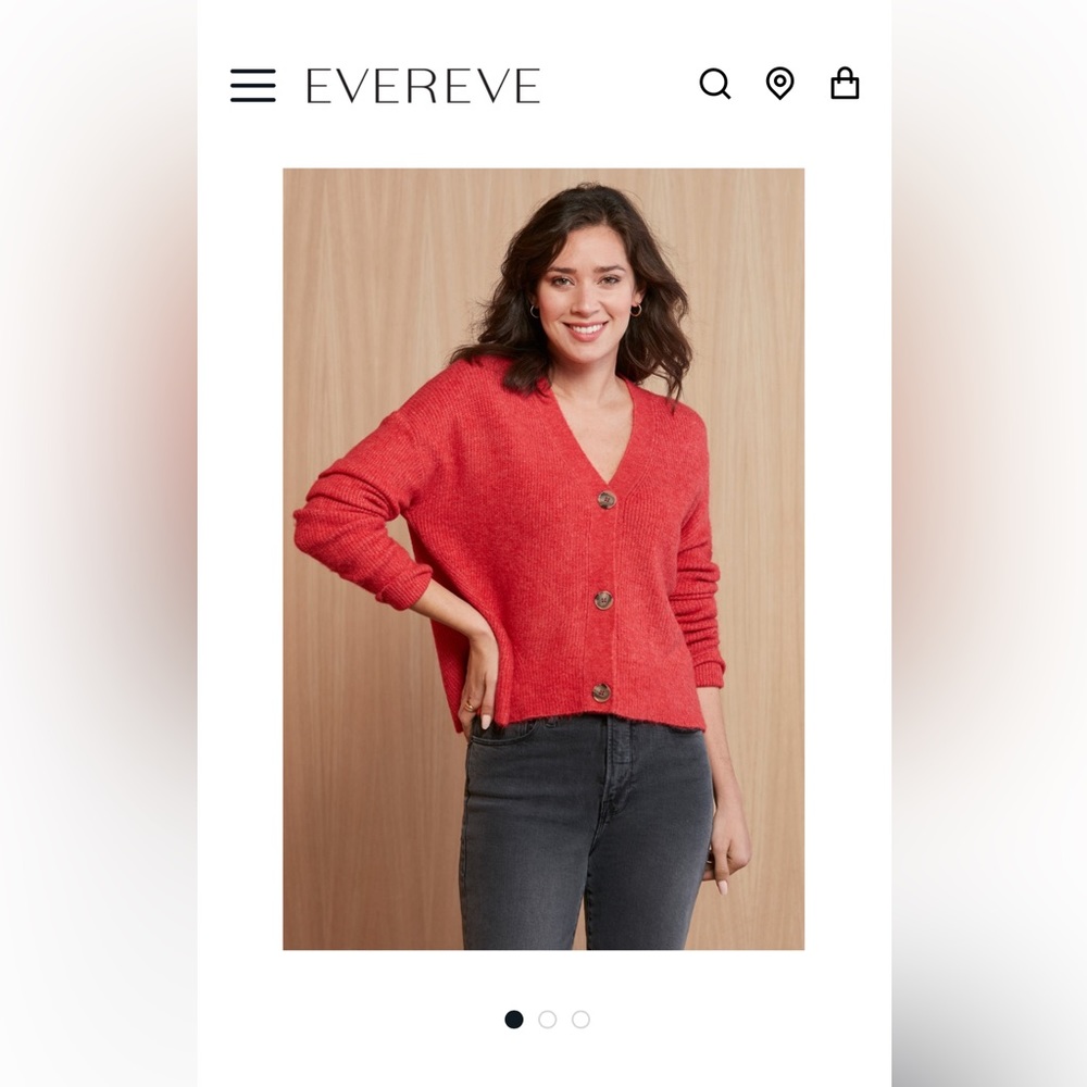 Peyton Jensen red cardigan from evereve